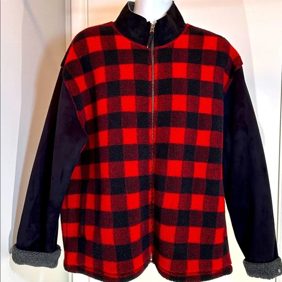 Tommy Hilfiger Fleeced Red & Black Plaid Jacket XL - Picture 3 of 14